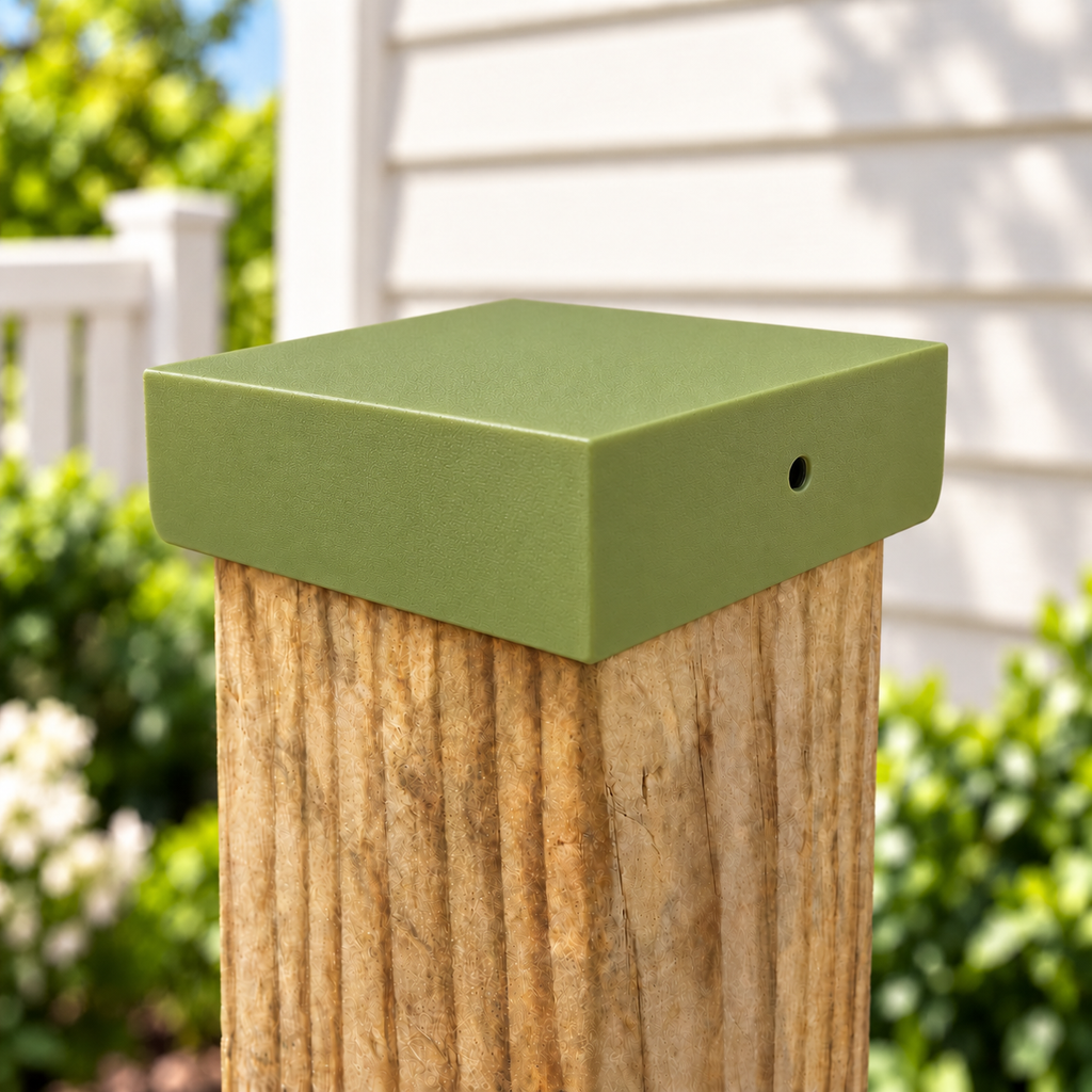 4×4 Plain Post Cap – Natural Green – Fits 3.5″ Posts