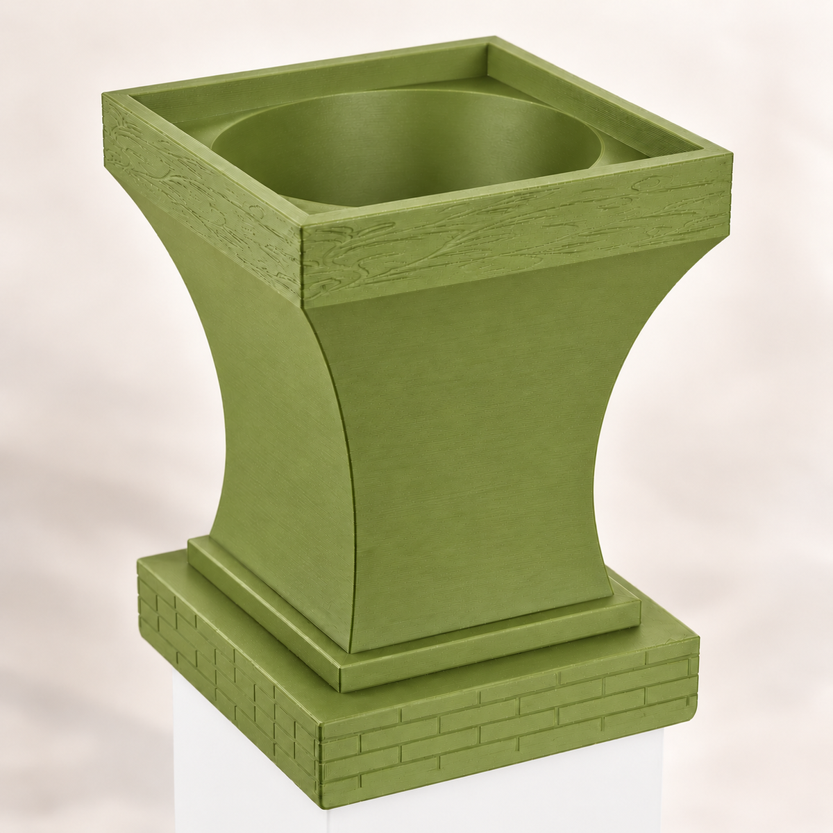 6x6 Post Cap Planter – Natural Green – Brick Base 6x6 Post Size