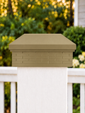 6x6 Post Cap – High Profile Roof with Brick Base – Olive Brown – Fits 5.5″ Posts