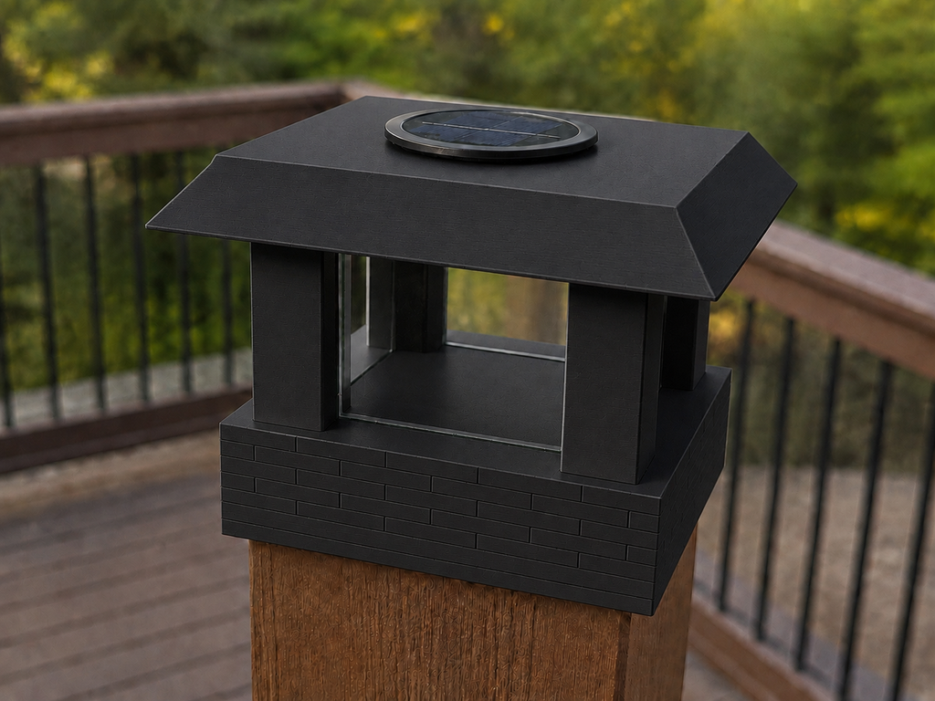 Classic Square 4.5-Inch Low-Profile Roof Solar Post Cap Light – Black