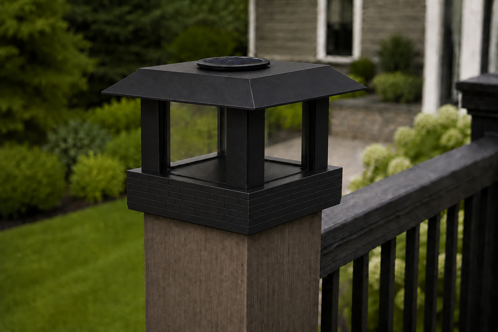 Classic Square 4.5-Inch Low-Profile Roof Solar Post Cap Light – Black