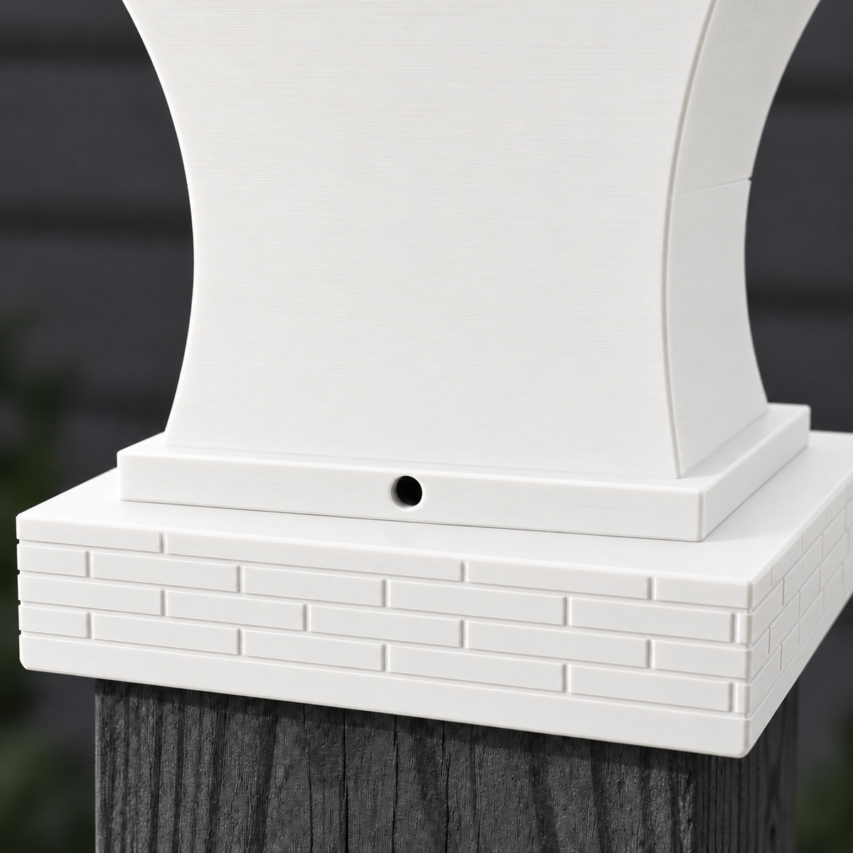 6x6 Post Cap Planter – White – Brick Base 5.5x5.5 Post Size