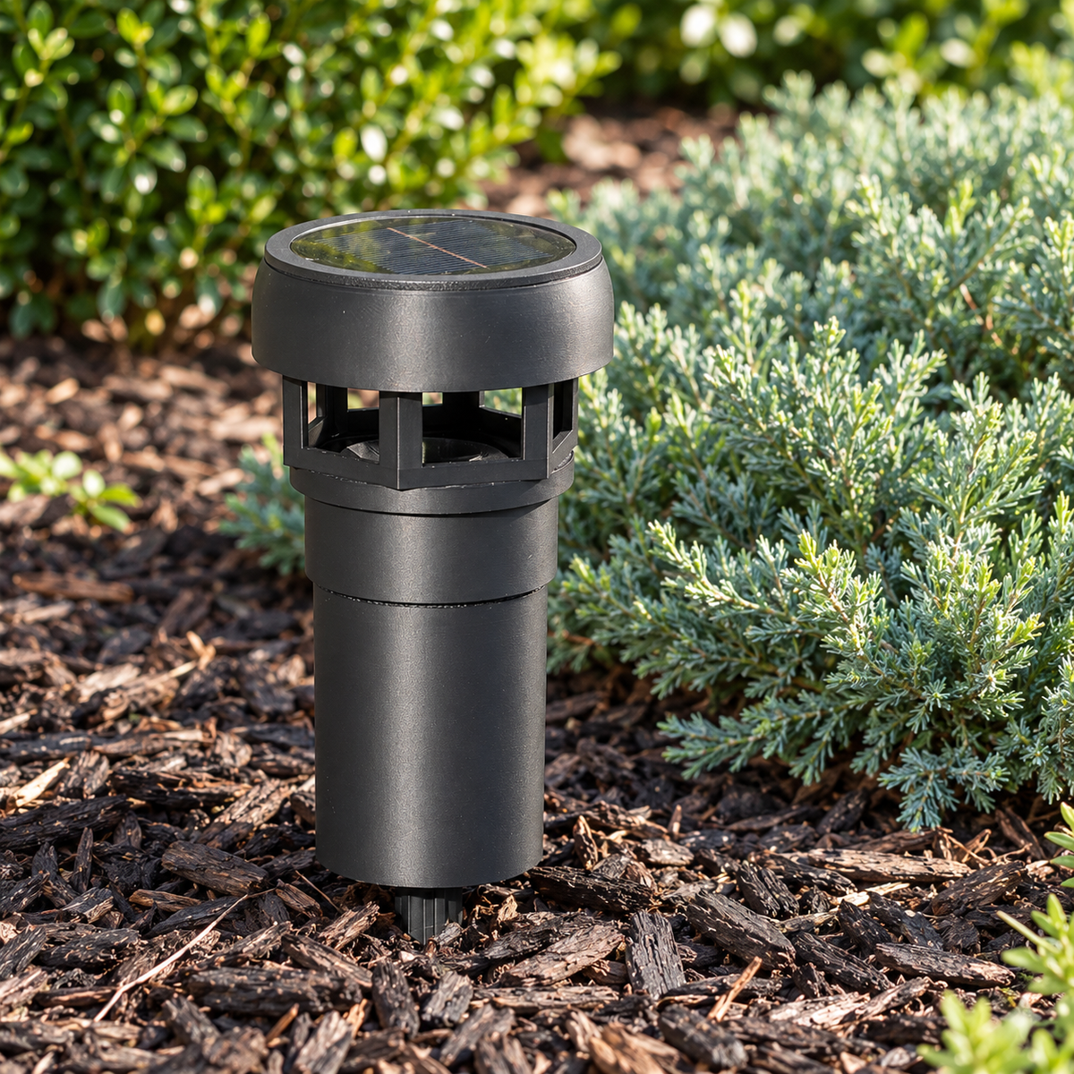 Decorative Solar LED Landscape Light with 3-Inch Riser – Black