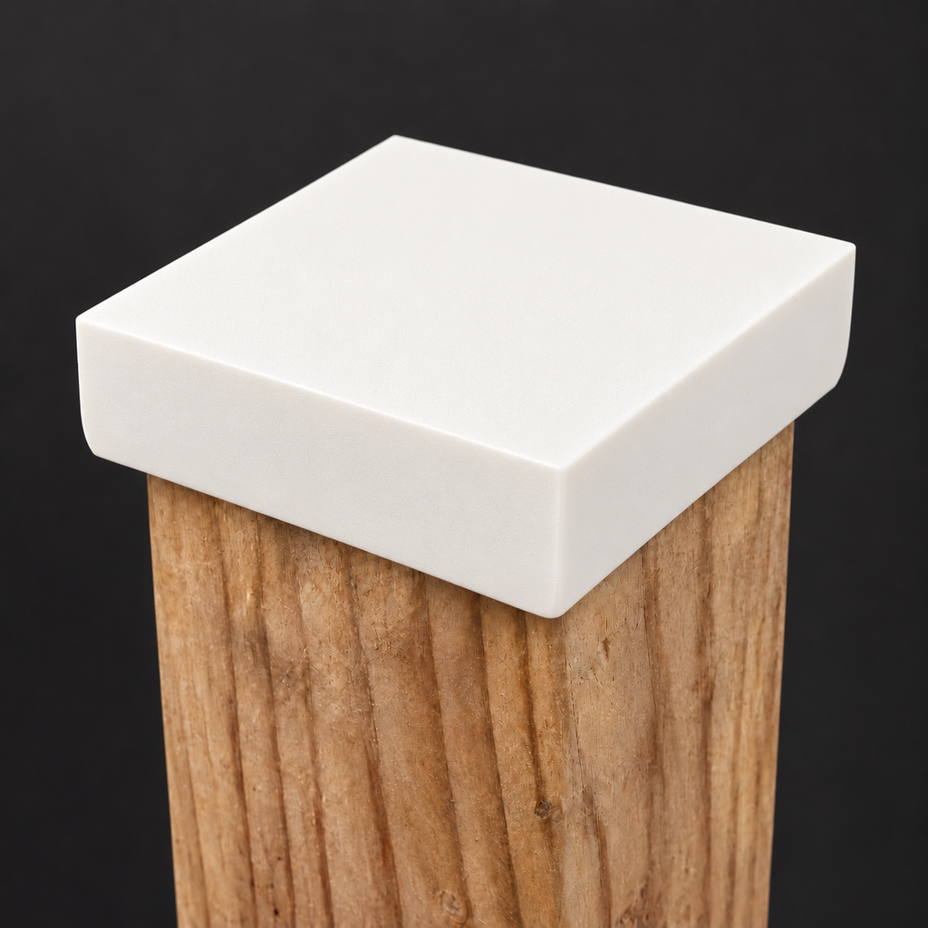 4×4 Plain Post Cap – White – Fits 3.5″ Posts