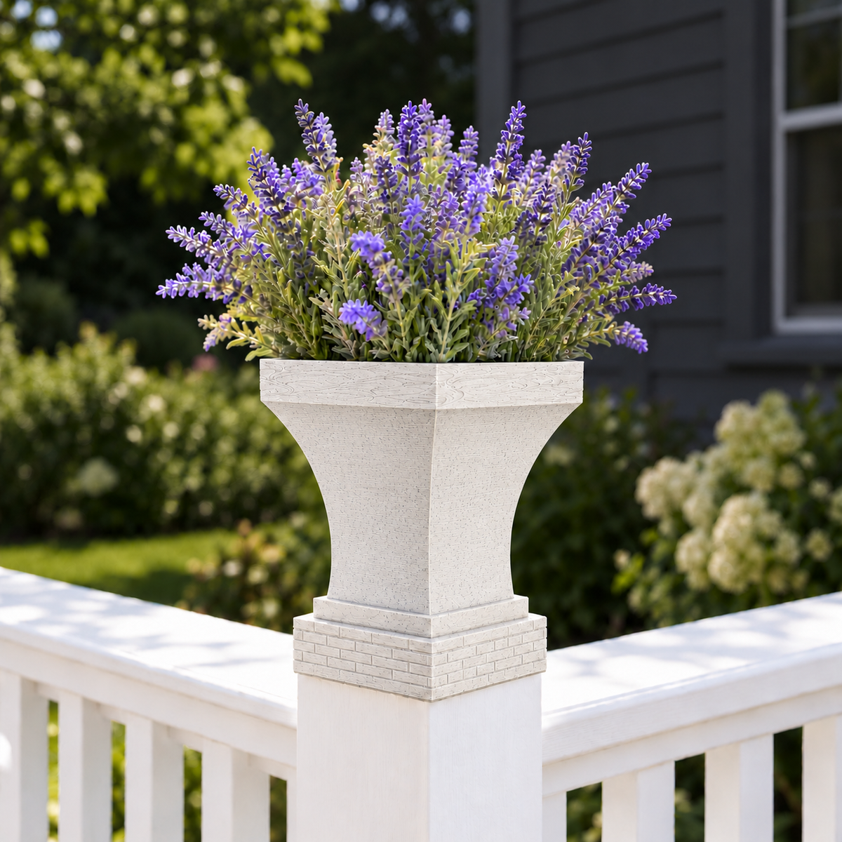 4x4 Post Cap Planter – Marble – Brick Base