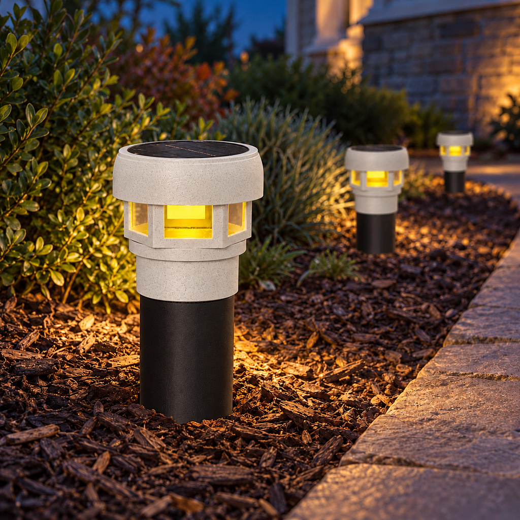 Decorative Solar LED Landscape Light with 3-Inch Riser – Marble