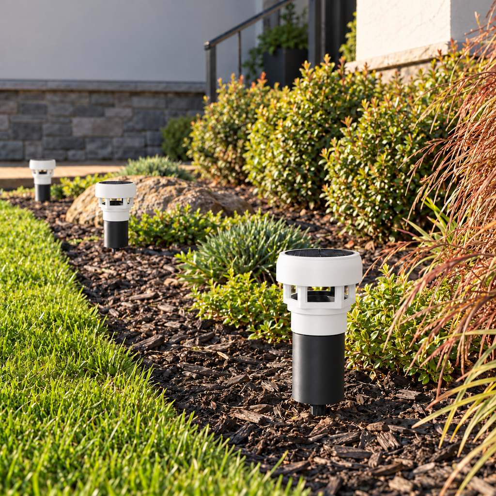 Decorative Solar LED Landscape Light with 3-Inch Riser – White