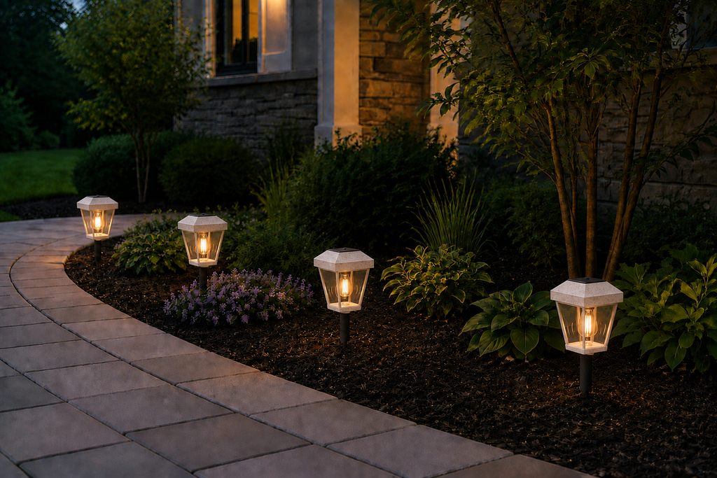 6 Inch Riser Lantern with Clear Glass LED Bulb Solar Landscape Light – Marble