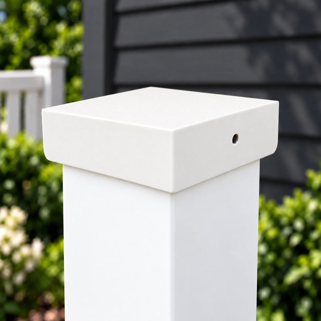 White plain post cap showing top and side detail