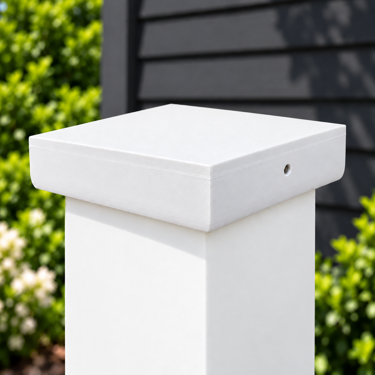 White plain post cap showing top and side detail