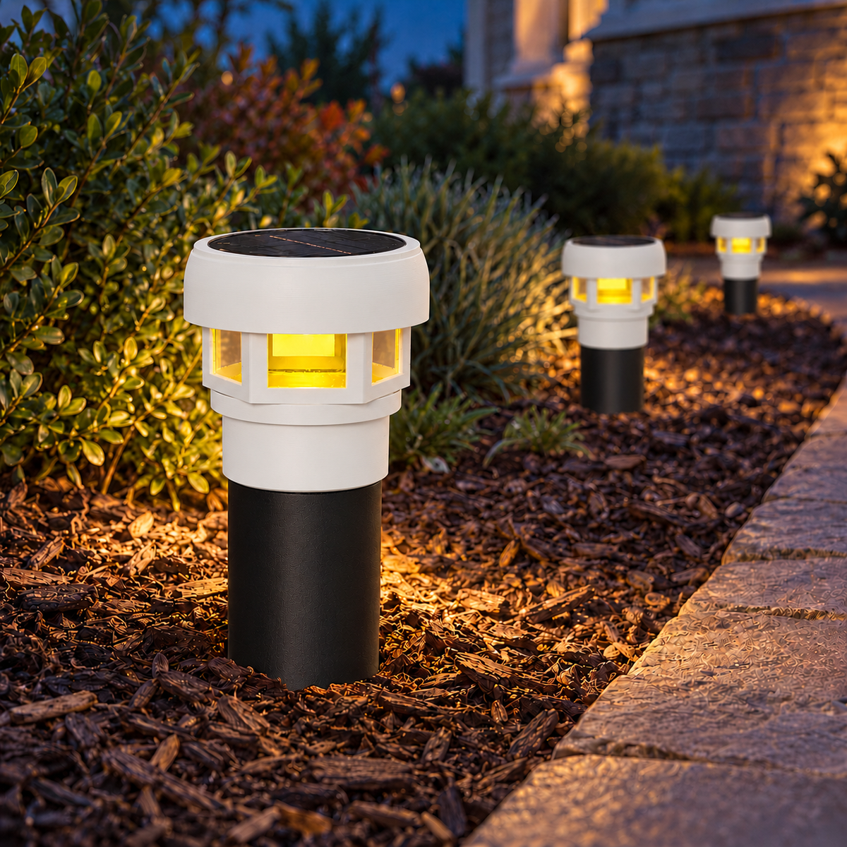 Decorative Solar LED Landscape Light with 3-Inch Riser – White