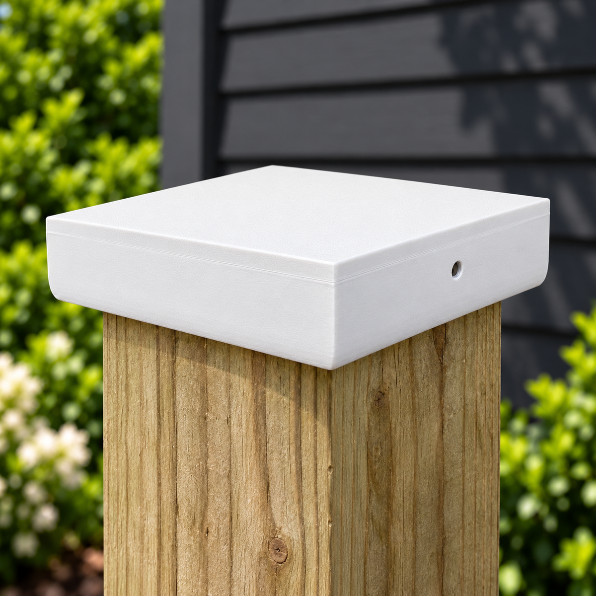 White plain post cap showing top and side detail