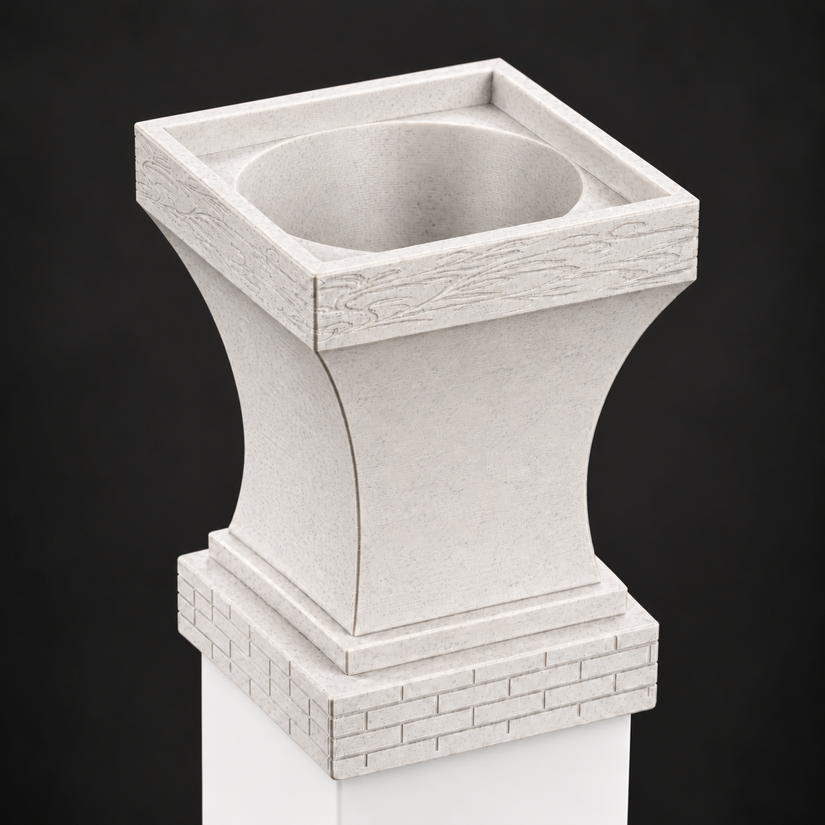 4x4 Post Cap Planter – Marble – Brick Base