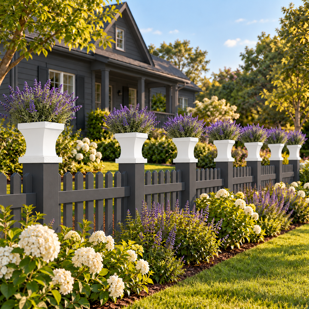 6x6 Post Cap Planter – White – Brick Base 6x6 Post Size
