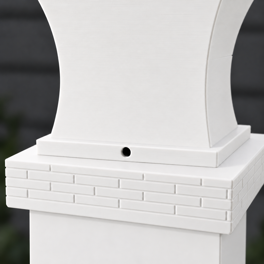 6x6 Post Cap Planter – White – Brick Base 6x6 Post Size