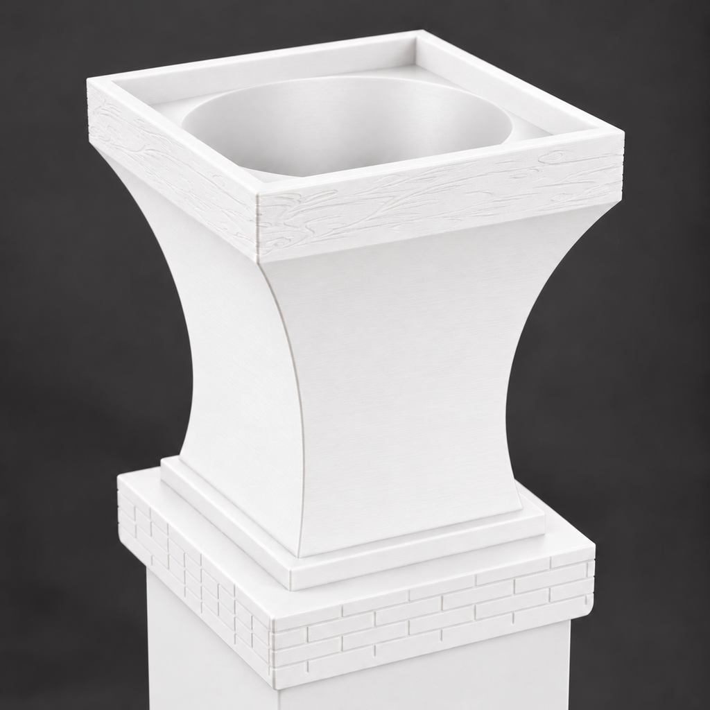 6x6 Post Cap Planter – White – Brick Base 6x6 Post Size