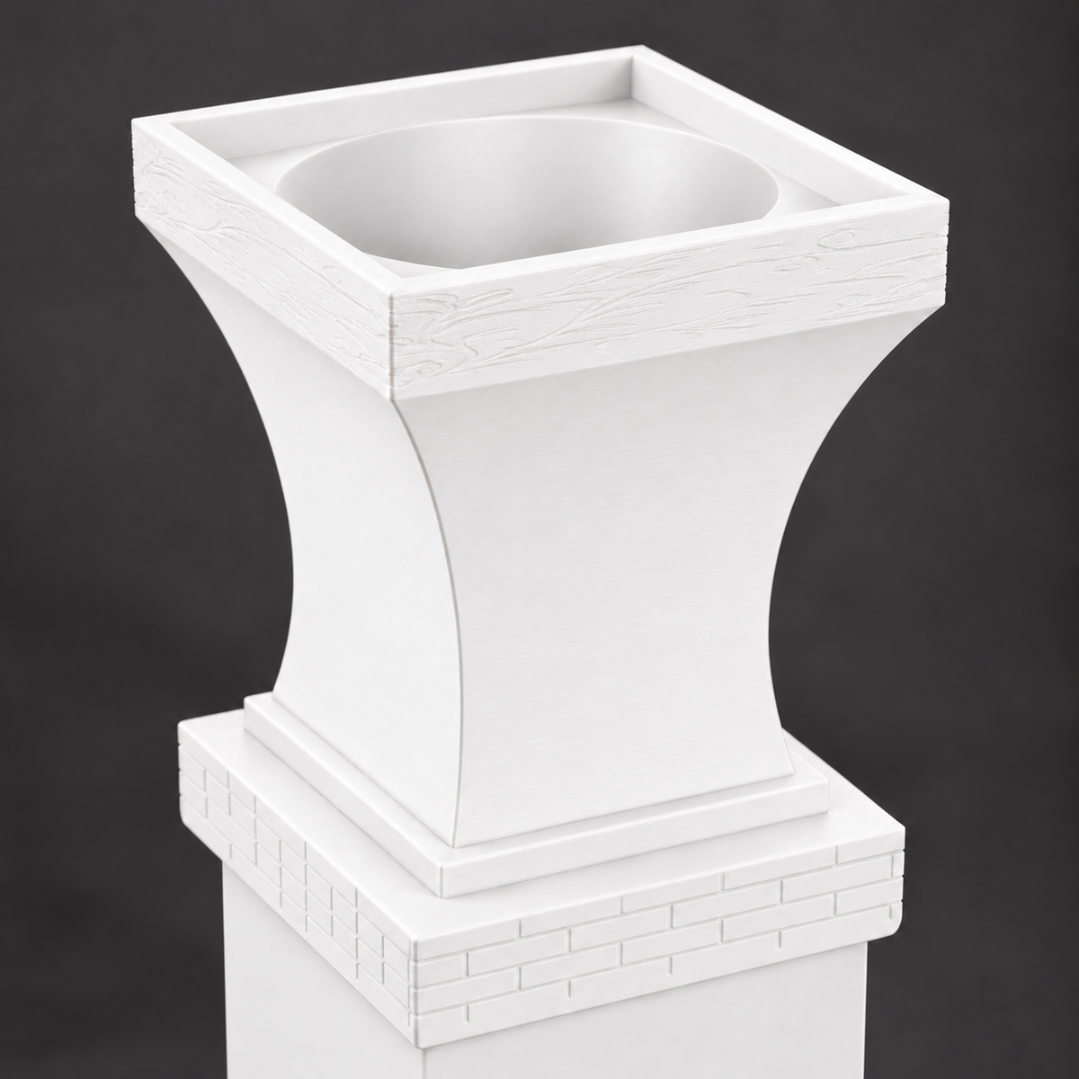 6x6 Post Cap Planter – White – Brick Base 6x6 Post Size