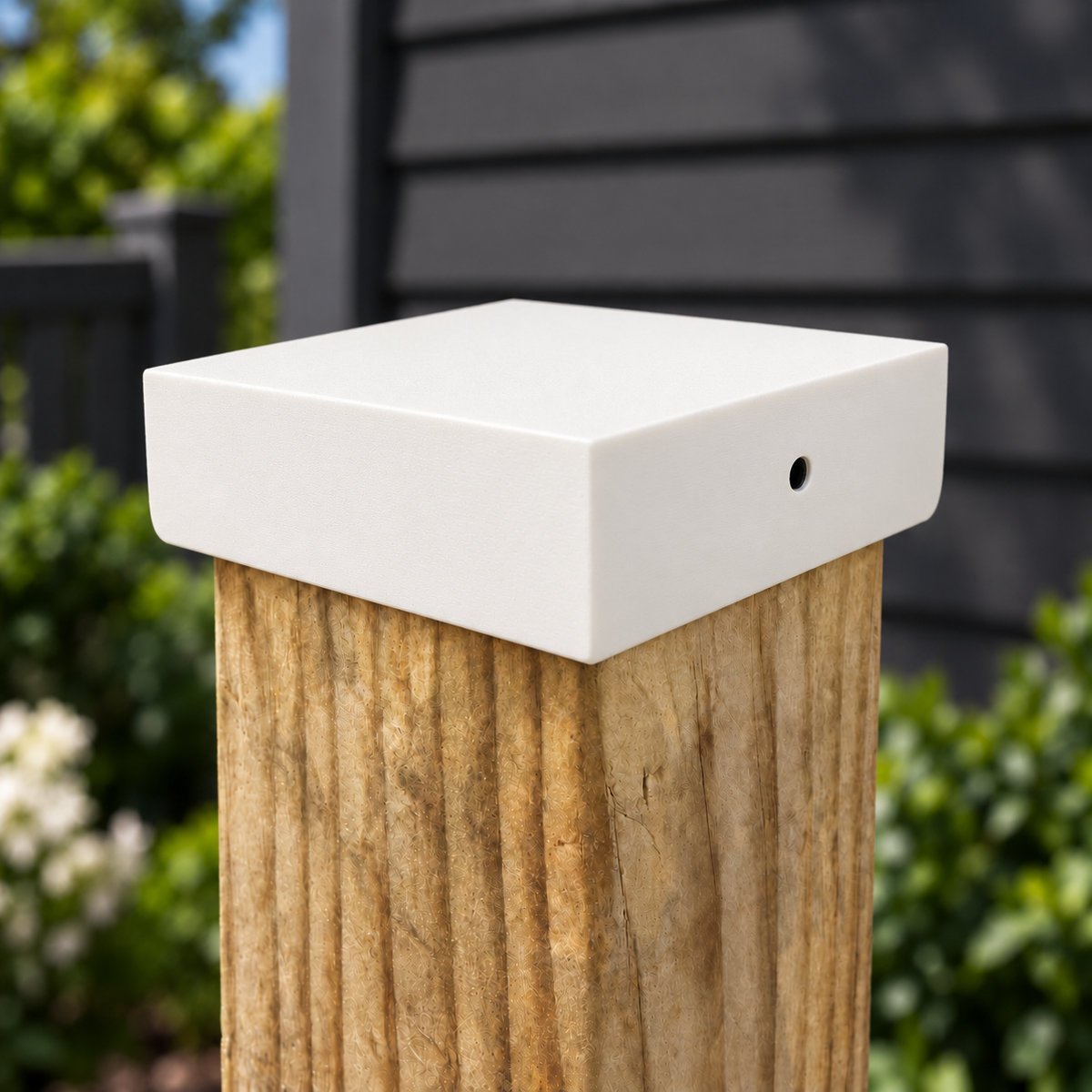White plain post cap showing top and side detail