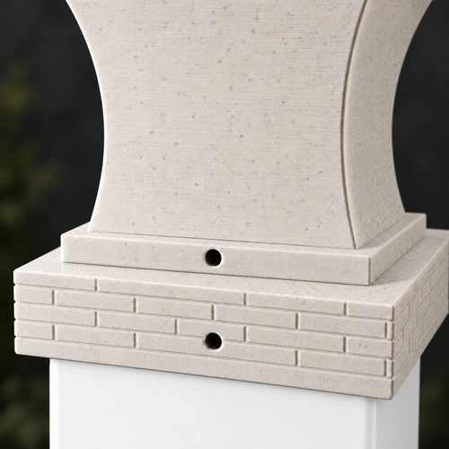 4x4 Post Cap Planter – Marble – Brick Base