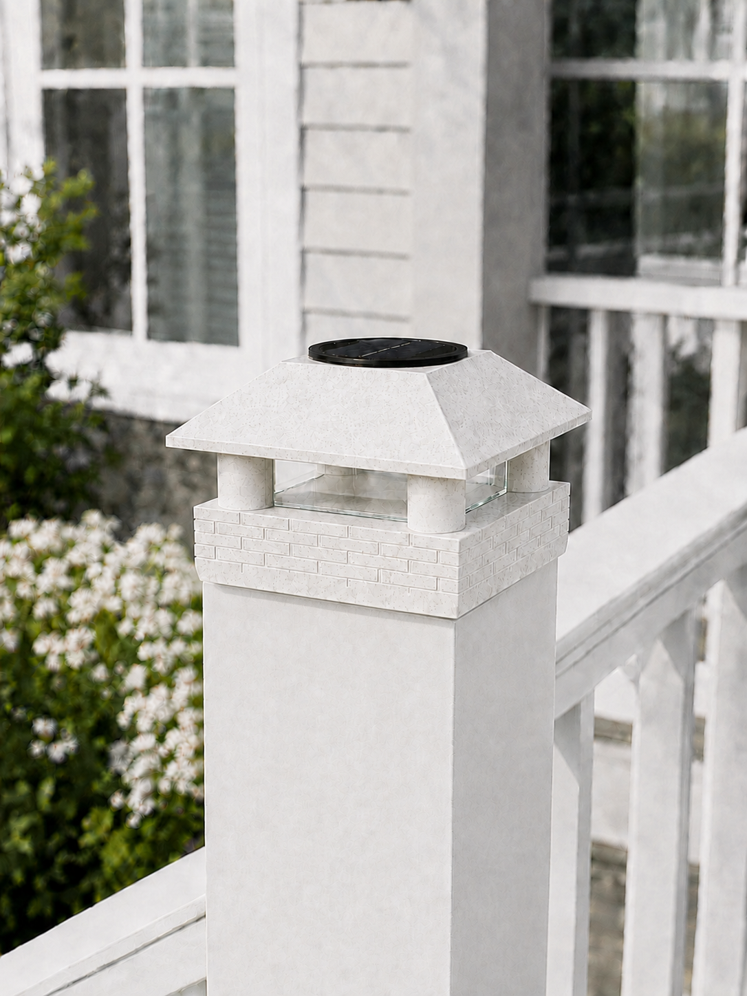 Round Column 4.5-Inch High-Profile Roof Solar Post Cap Mood Light – Marble