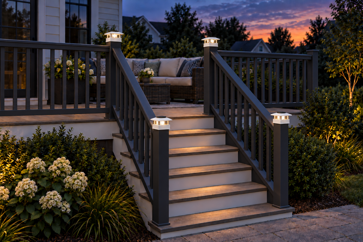 Round Column 4.5-Inch Low-Profile Roof Solar Post Cap Mood Light – White