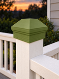 4×4 Post Cap – High Profile Roof with Brick Base – Natural Green – Fits 4″ Posts