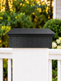 6x6 Post Cap – Low Profile Roof with Brick Base – Black – Fits 5.5″ Posts