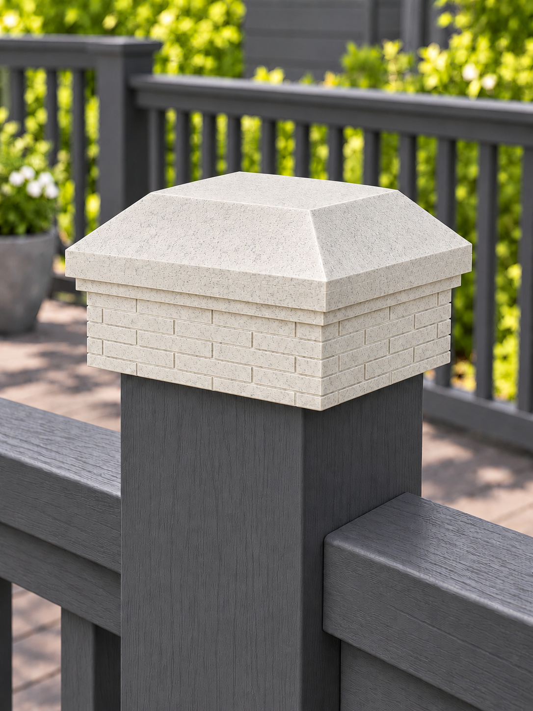 6x6 Post Cap – High Profile Roof with Brick Base – Marble – Fits 6″ Posts