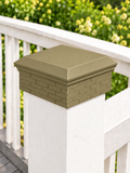 6x6 Post Cap – Low Profile Roof with Brick Base – Olive Brown – Fits 5.5″ Posts