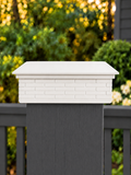 6x6 Post Cap – Low Profile Roof with Brick Base – White – Fits 6″ Posts
