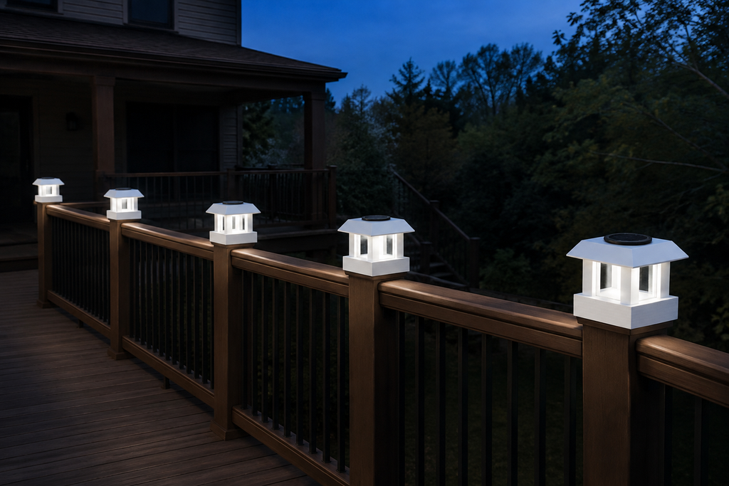 Classic Square 4.5-Inch Low-Profile Roof Solar Post Cap Light – White