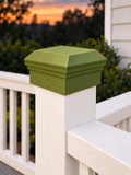 4×4 Post Cap – Low Profile Roof with Brick Base – Natural Green – Fits 4″ Posts