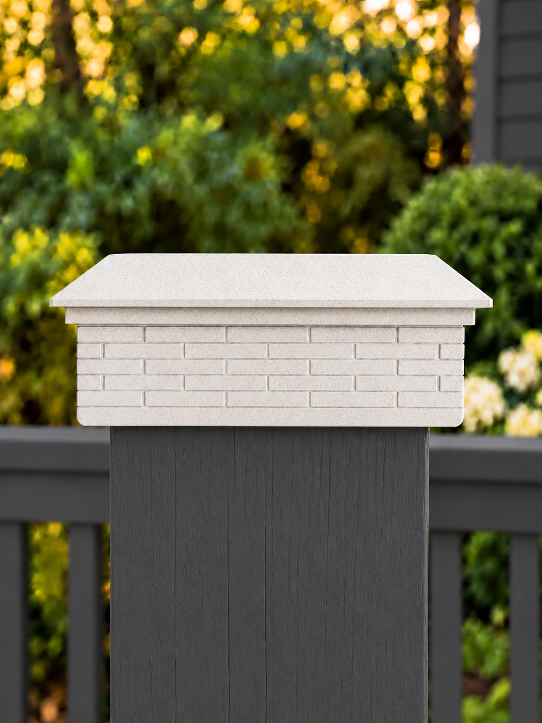6x6 Post Cap – Low Profile Roof with Brick Base – Marble – Fits 5.5″ Posts