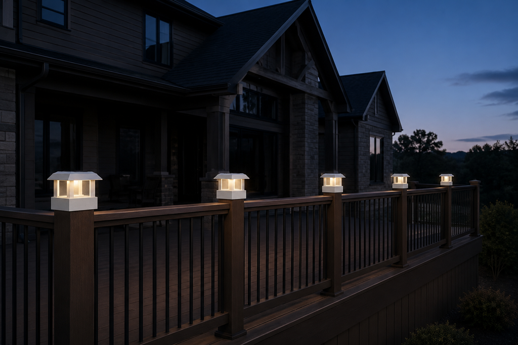 Classic Square 4.5-Inch Low-Profile Roof Solar Post Cap Light – Marble