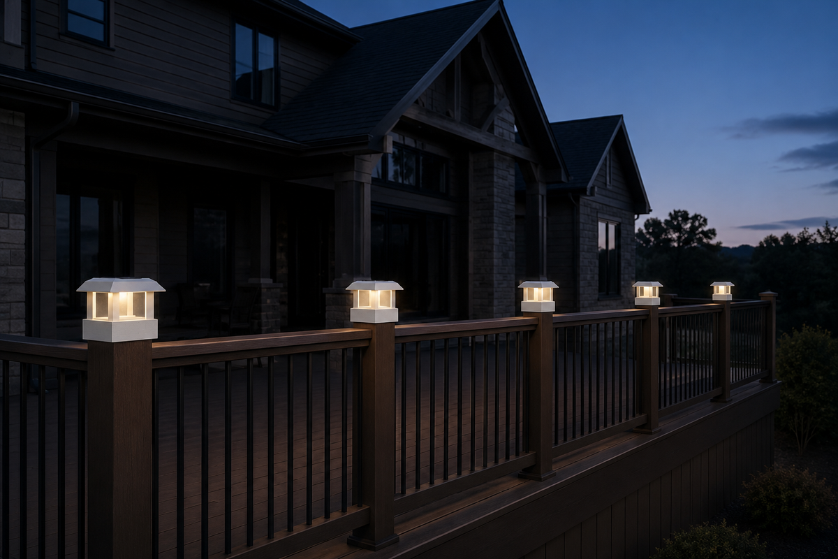 Classic Square 4.5-Inch Low-Profile Roof Solar Post Cap Light – Marble