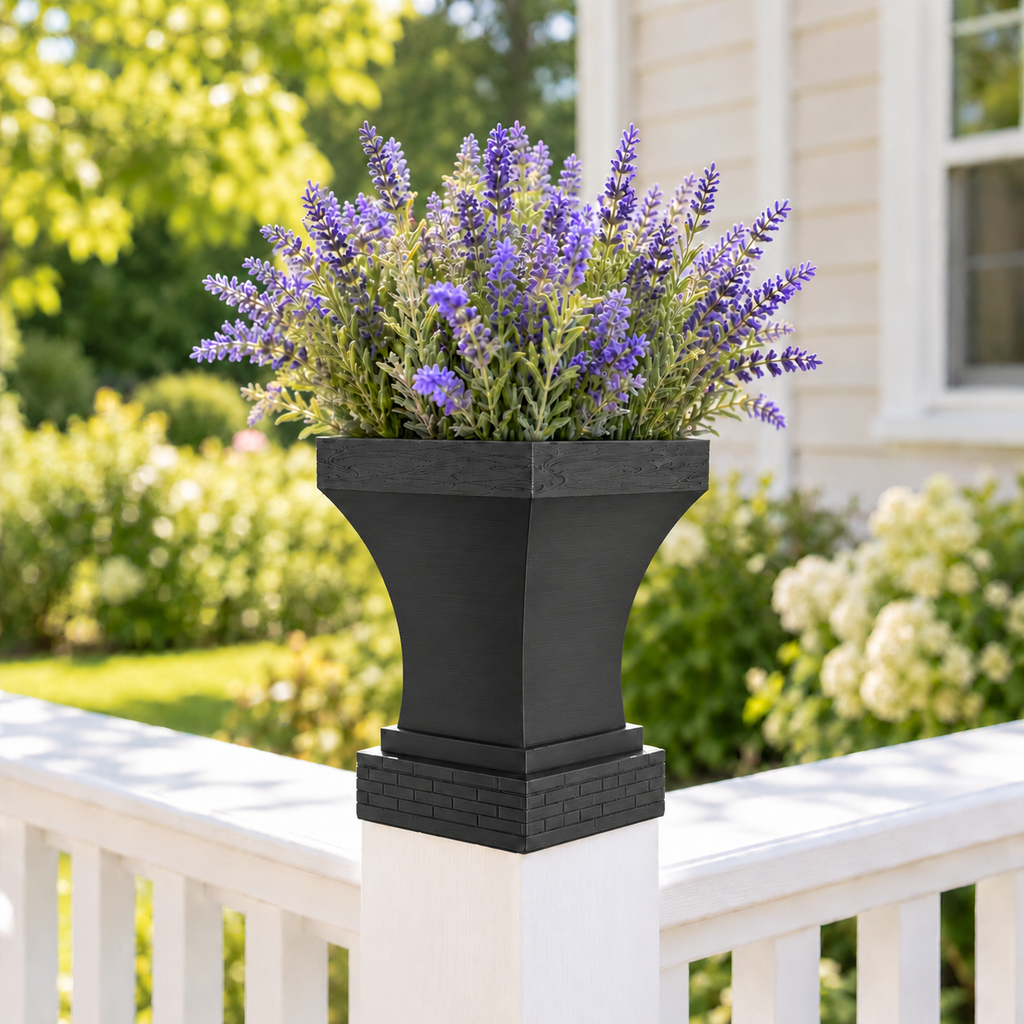 4x4 Post Cap Planter – Black – Brick Base