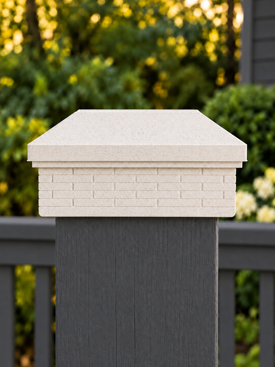 6x6 Post Cap – High Profile Roof with Brick Base – Marble – Fits 6″ Posts