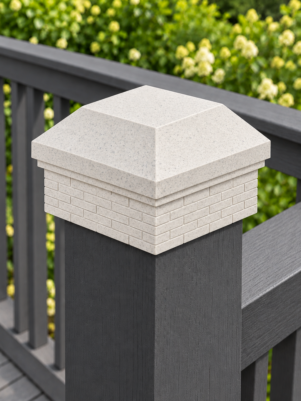 6x6 Post Cap – High Profile Roof with Brick Base – Marble – Fits 6″ Posts