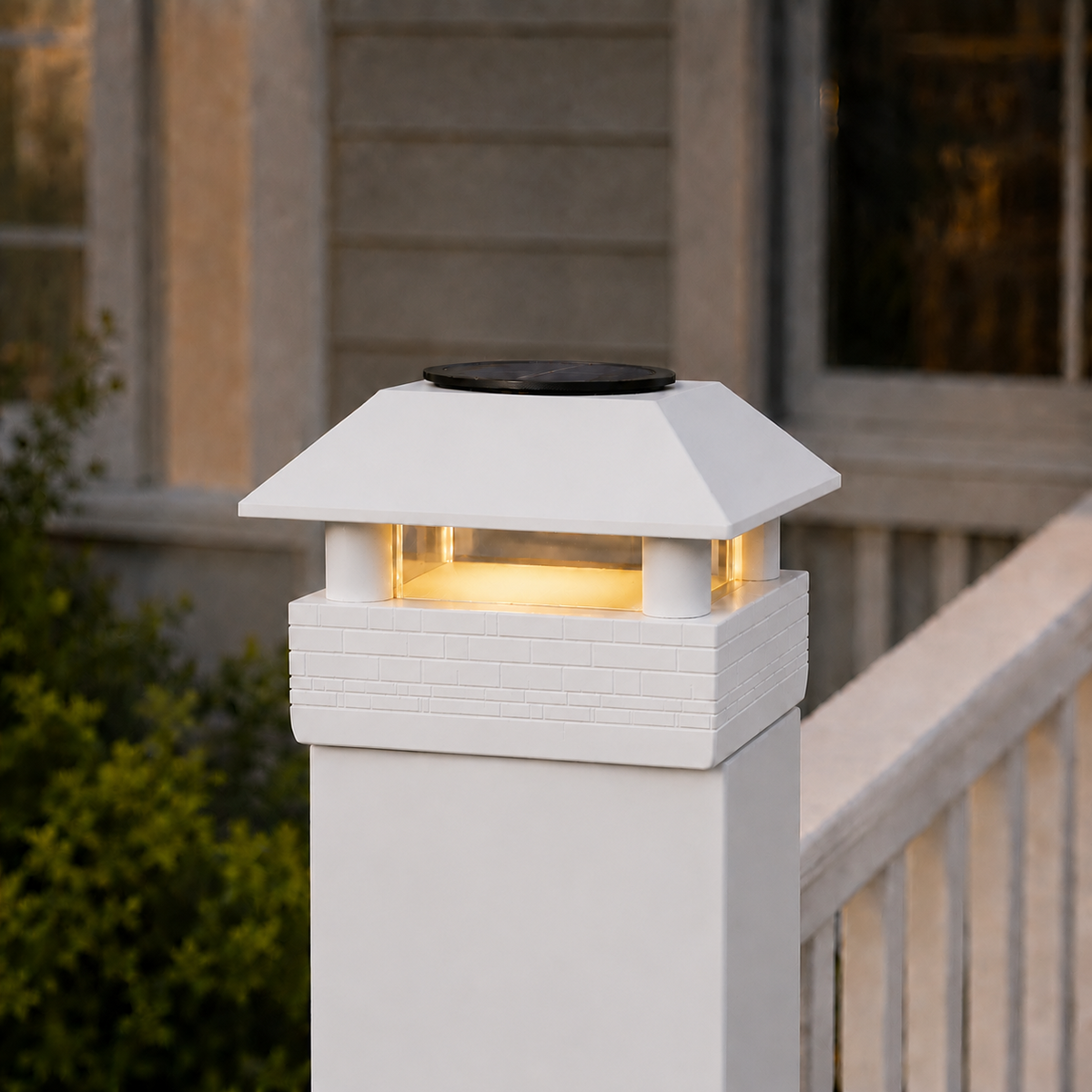 Round Column 4.5-Inch High-Profile Roof Solar Post Cap Mood Light – White