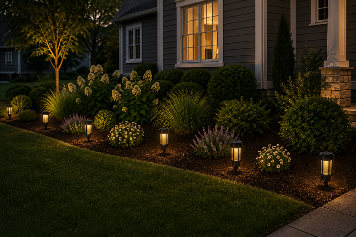 Decorative Clear Glass LED Solar Landscape Light – Black